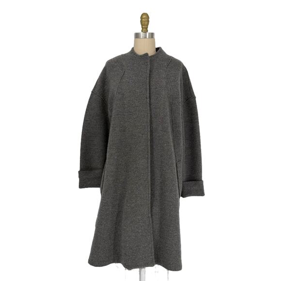 Eileen Fisher Boiled Wool High Collar Coat Womens Small - Picture 2 of 13